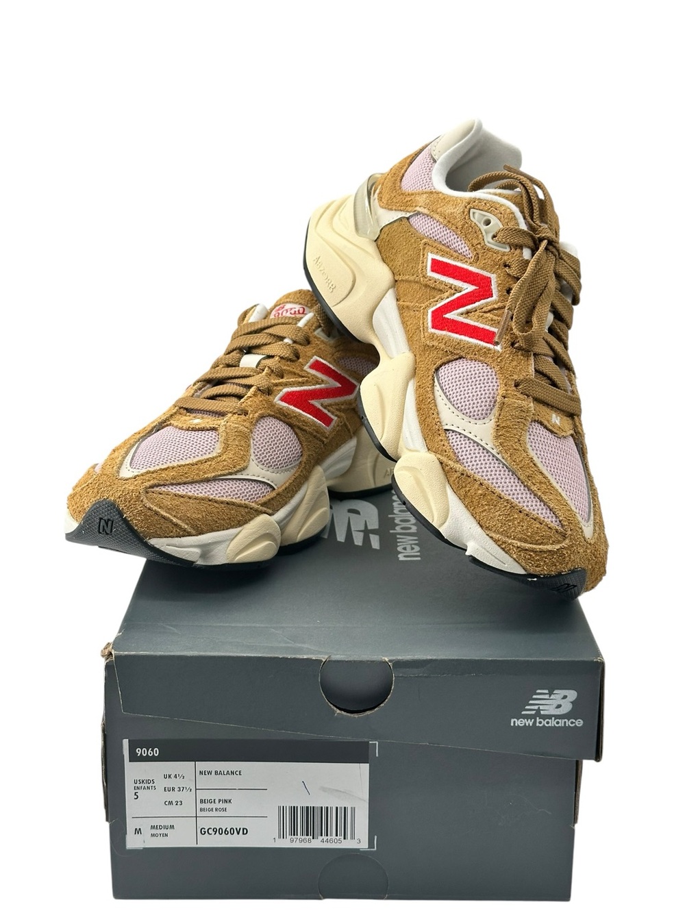 New Balance 9060 Beige Pink GC9060VD Youth 5Y / Women 6.5 Suede Shoes New Box